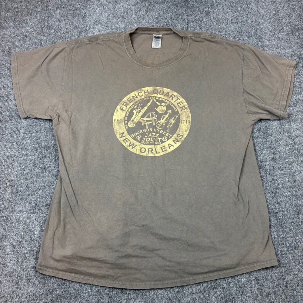 New Orleans French Quarter Bourbon Street Jazz Joint T-Shirt Brown Mens Size XL